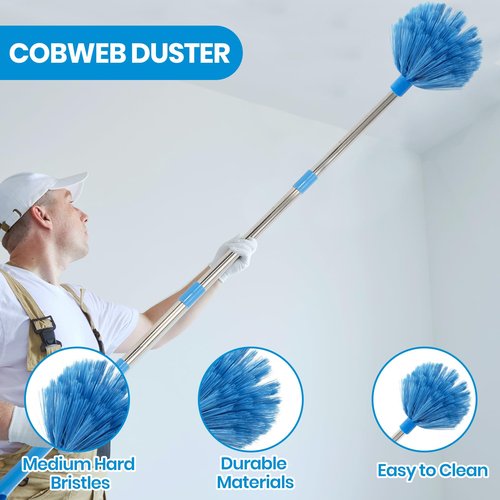 Ceiling Fan Cleaner Duster Kit 72 Inch Ceiling Fan Duster Extension Pole 8-in-1 Microfiber Duster Set for High Ceilings, Fan Blades, and Lights Reusable Cleaning Tools with Storage Bag