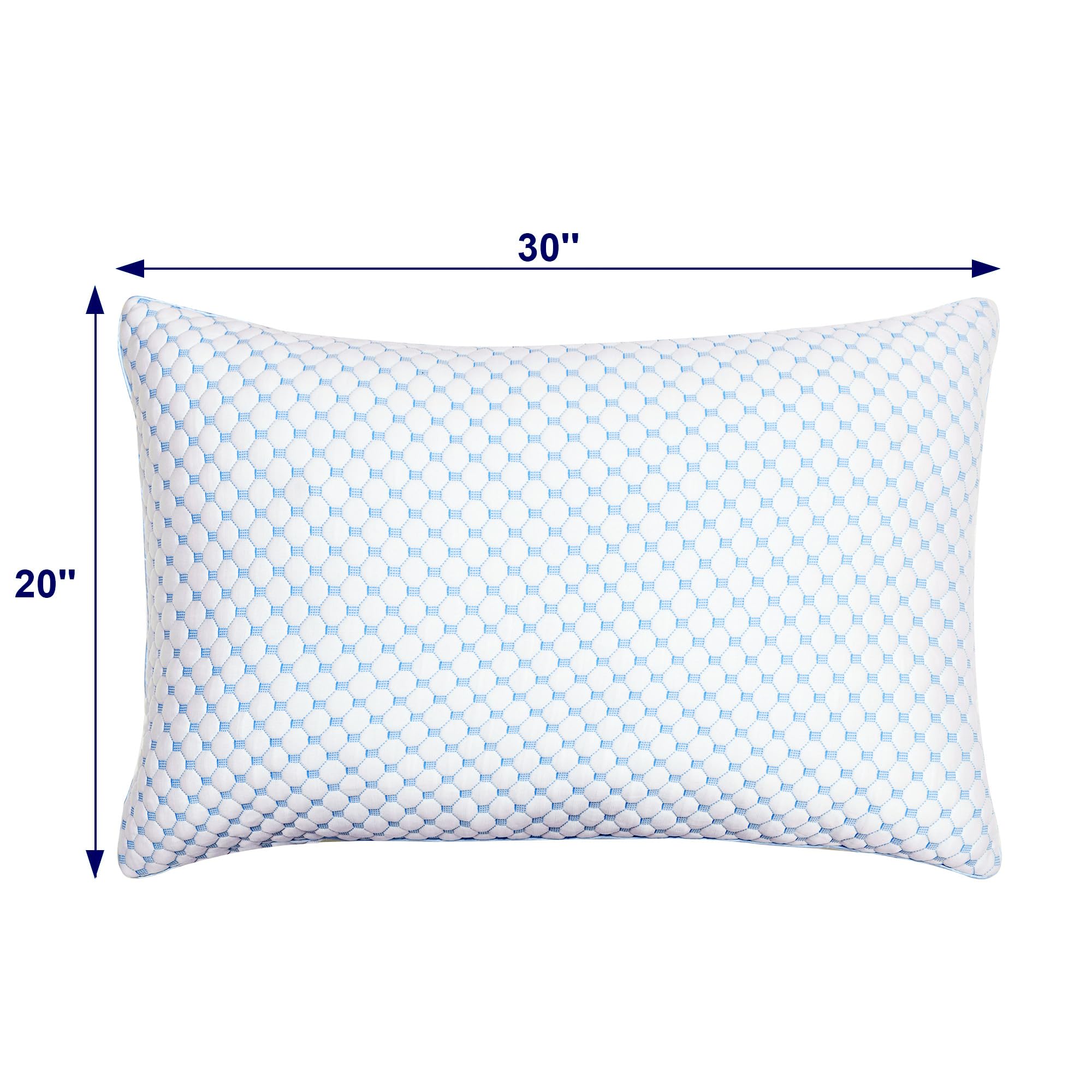 XWZO Cooling Pillow for Sleeping Queen Size Set of 1, Shredded Memory Foam Pillows Adjustable Gel Bed Pillows for Side Back Stomach Sleepers with Washable Removable Cover