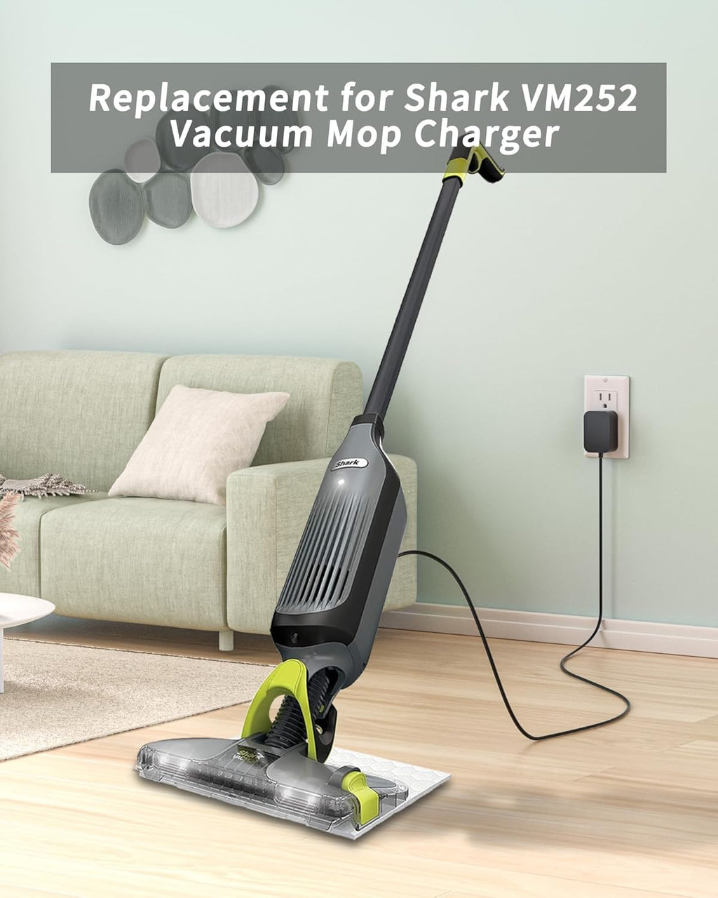 Shark Replacement Vacmop Charger - 13.3V Dual Connector for VM252, VM251, VM200 & More