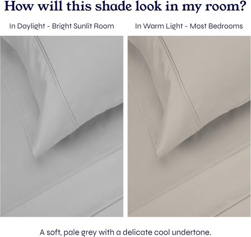 California Design Den King Size Pillowcase Set - 400 Thread Count 100% Cotton Sateen | Soft Breathable Light Grey - Set of 2