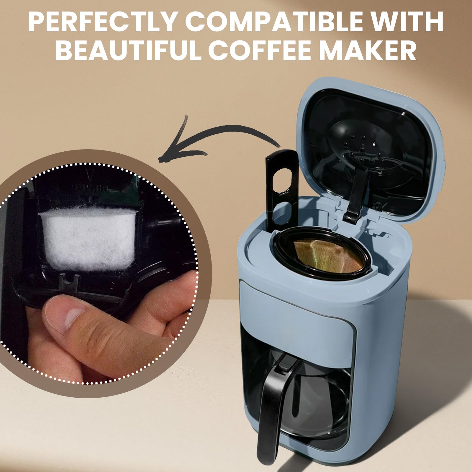 10 Pack Coffee Maker Filter Compatible with Beautiful Drew Barrymore,Efficient Charcoal Water Filter Compatible with Beautiful Drew Barrymore Coffee Maker