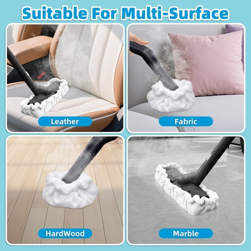 Nicemiya 10 Pack Steam Mop Pads Compatible with Dupray Steam Cleaner etc, 5 Pack Large Rectangle Bonnets + 5 Pack Small Triangle Bonnets Reusable Washable Microfiber Steam Cleaner Accessories