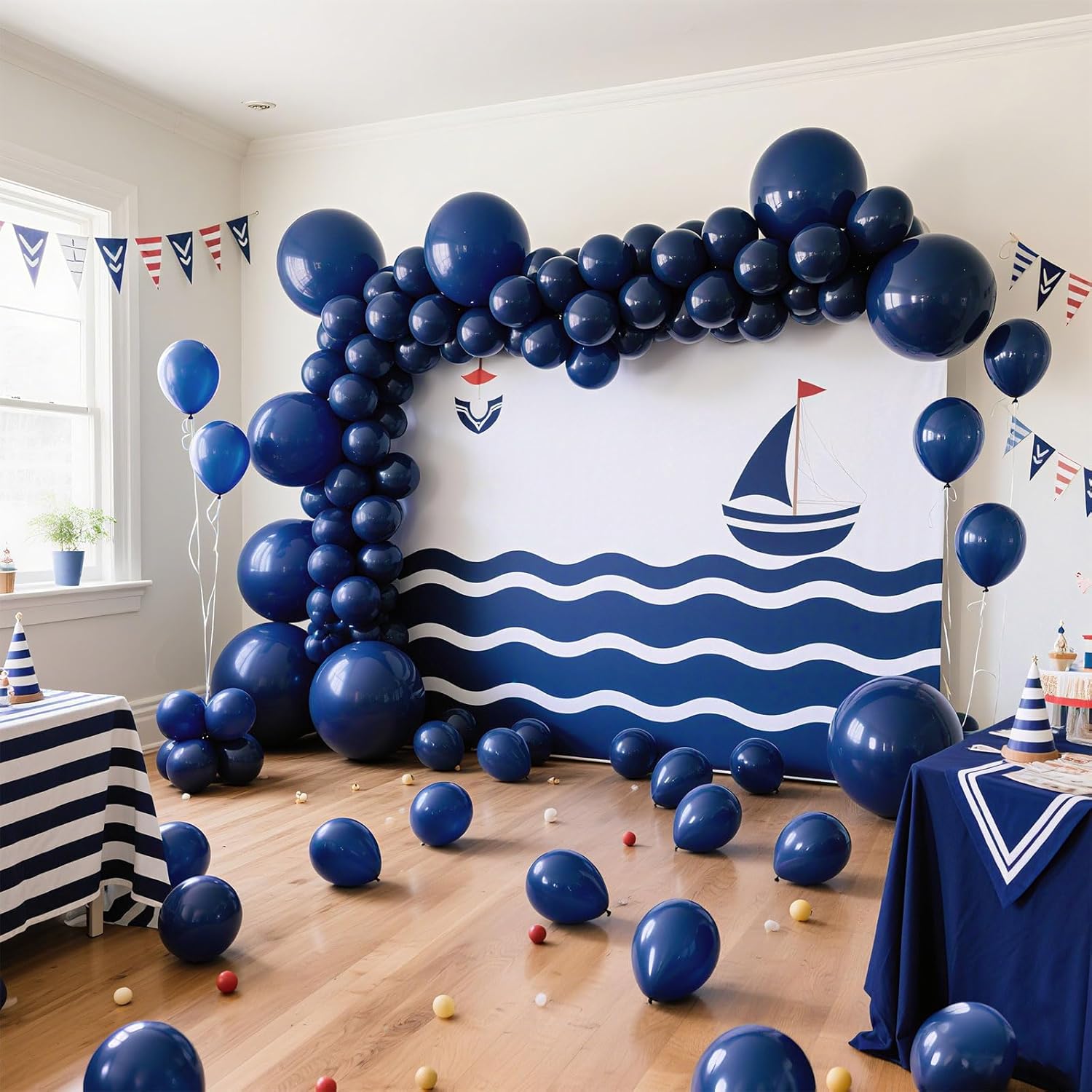 Skiennix Navy Blue Latex Balloons - 100 Pack of 12-Inch Round Balloons for Weddings & Parties