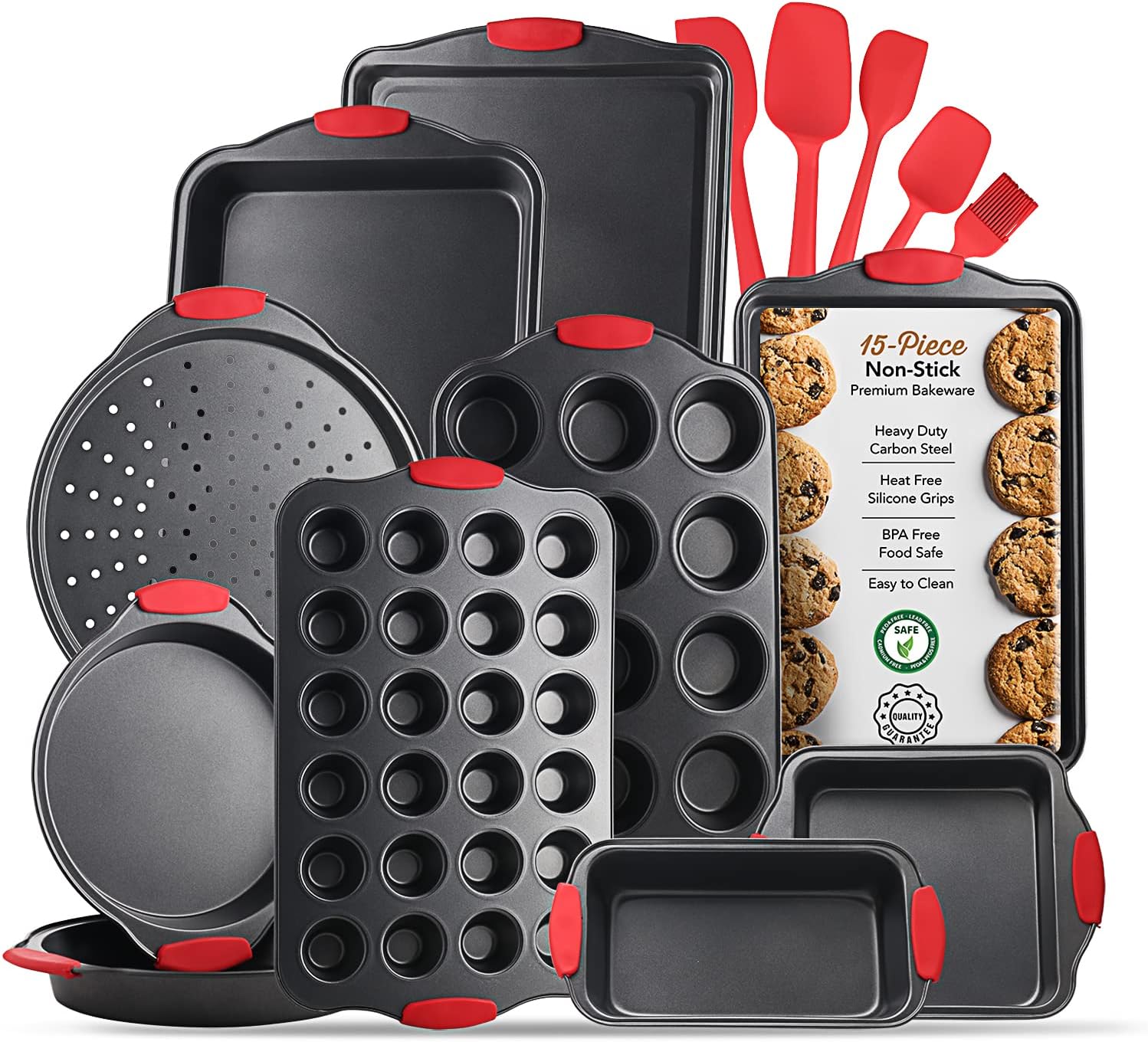 Skiennix 15-Piece Nonstick Baking Pan Set - Premium BPA-Free Bakeware with Cookie Sheets & Muffin Pan