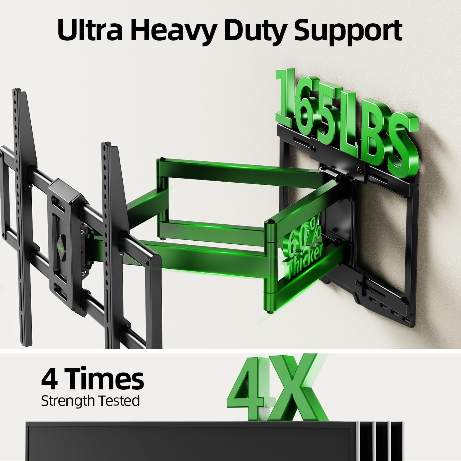 USX MOUNT Full Motion TV Wall Mount - Heavy Duty Sliding Design for 32-120" TVs | Max VESA 800x600, Swivel & Tilt