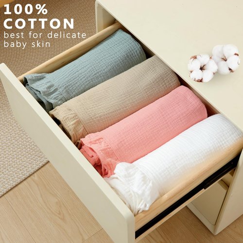 Organic Muslin Baby Blankets, Cotton Crib Blanket for Baby Infant Toddler, Super Soft and Lightweight Nursery Blankets 47"x47"| Perfect for Boys & Girls (White)