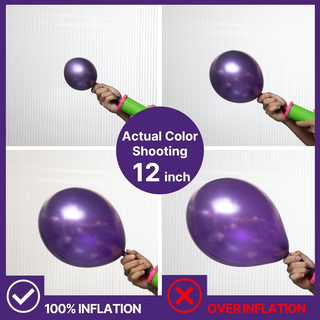 PartyWoo Metallic Purple Balloons - 140-Piece Chrome Balloon Arch Kit for Graduation, Wedding & Birthday Decor