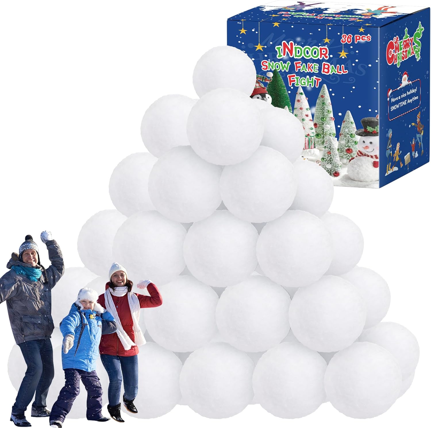 Skiennix 36 PCS Plush Snow Balls - Soft Indoor Snowball Fight Set for Kids | Perfect for Winter Fun