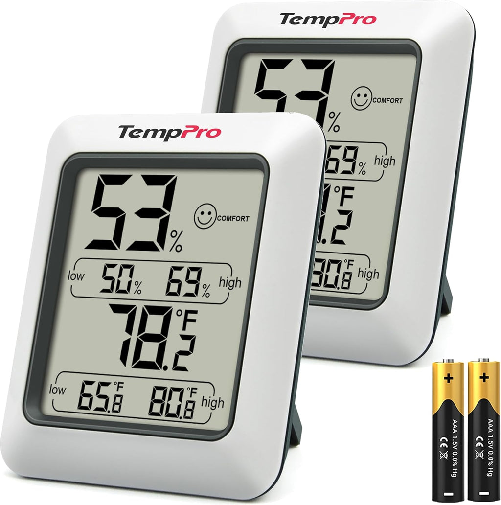 TempPro TP50 Digital Hygrometer - Accurate Indoor Thermometer & Humidity Gauge | 2-Piece Set