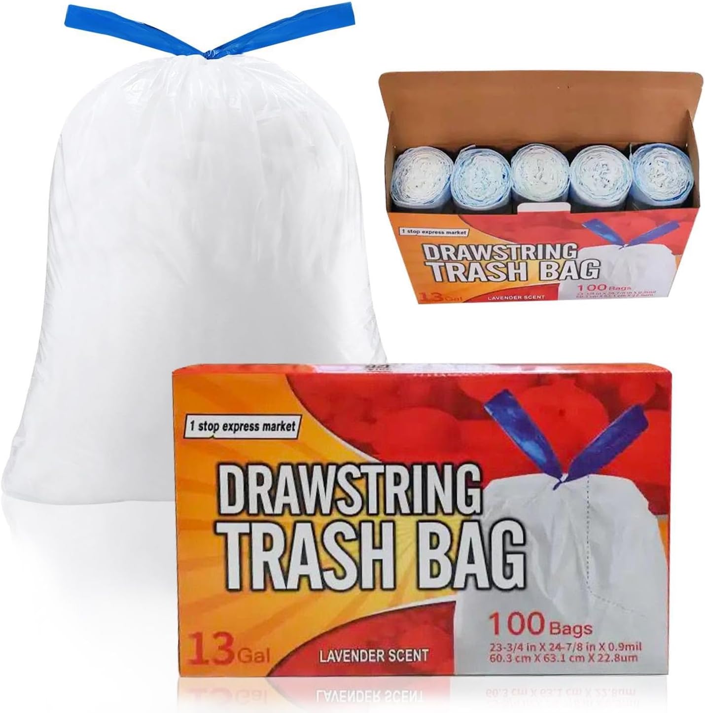 Odorshield Tall Kitchen Drawstring Trash Bags - Lavender Fresh, 13 Gallon, 100 Count