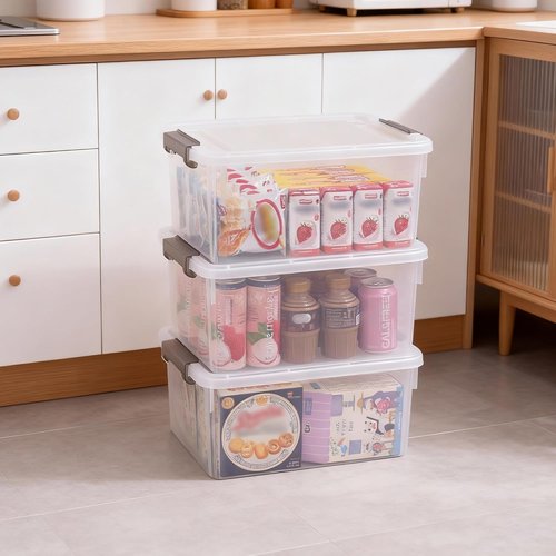 Citylife 17 QT Plastic Storage Bins - Stackable Containers with Lids for Organizing Garage, Crafts, Toys, and More