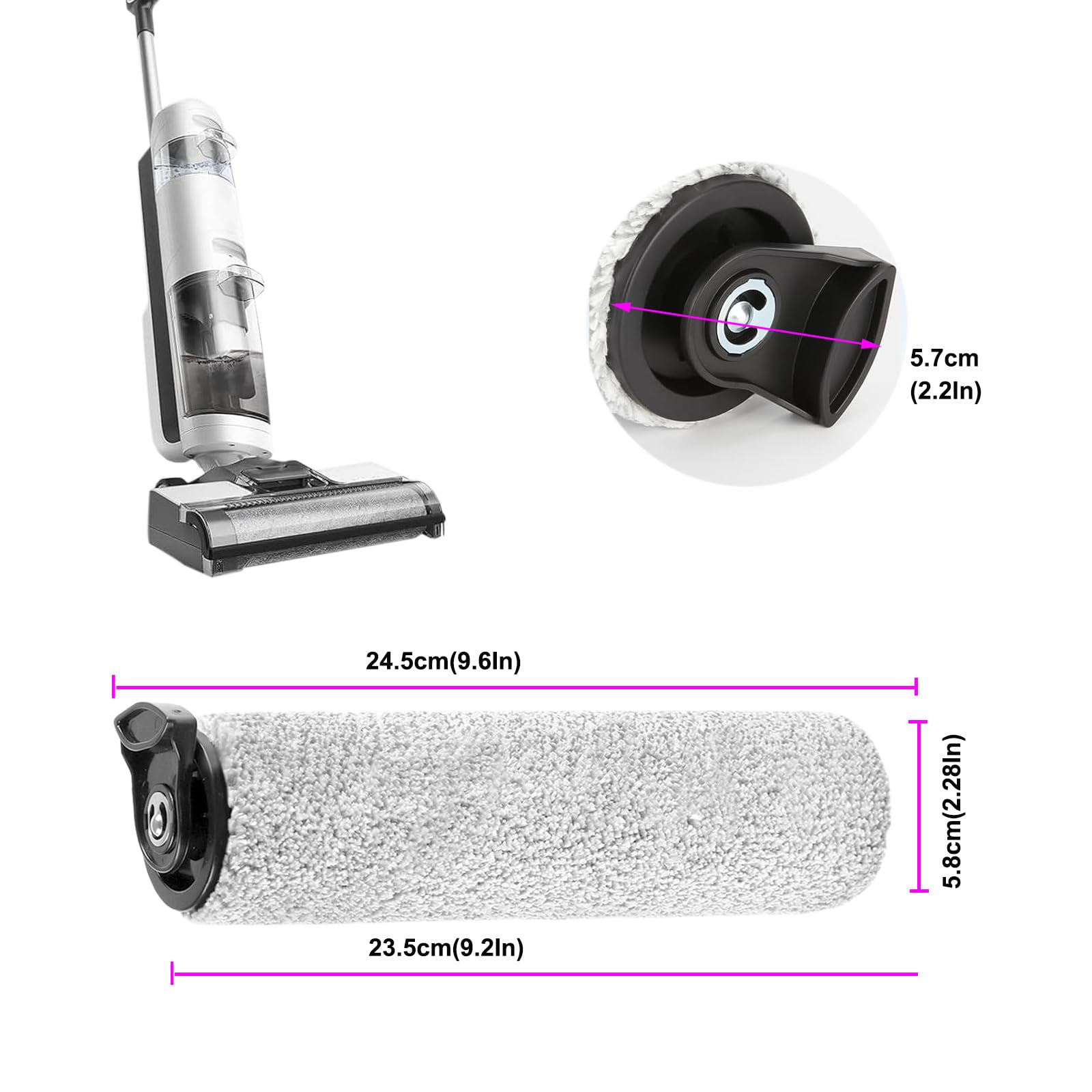 PELLYDA Roller Brush Replacement Parts Compatible with Tineco iFloor 2, iFloor 3,Floor One S3 Cordless Wet Dry Vacuum Cleaner.(iFloor Accessories Replacement Roller Brush 2 Pack)