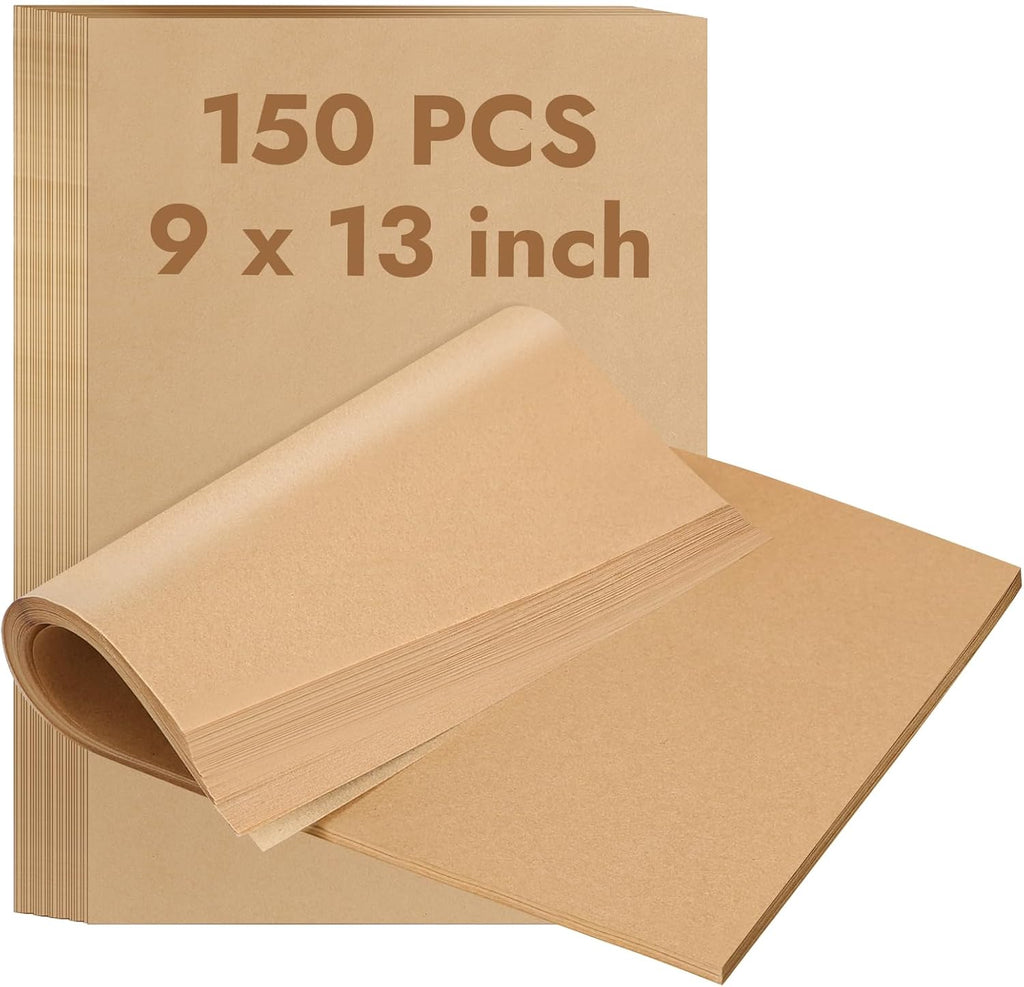 YQL Unbleached Parchment Paper Sheets - 150PCS Pre-Cut 9x13 Inch Non-Toxic Baking Liners