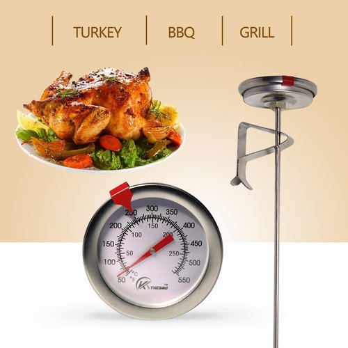 KT THERMO Instant Read Candy & Deep Fry Thermometer - 12" Stainless Steel Stem for BBQ & Turkey Cooking