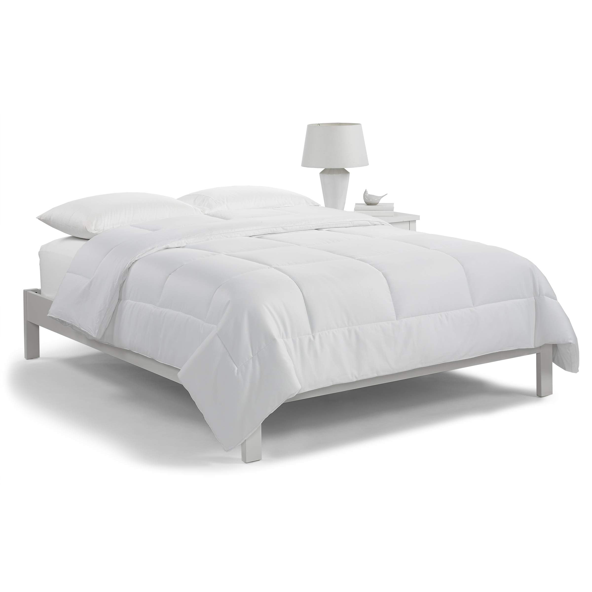 Serta Extra Warmth Down Alternative Box Stitched Comforter Air Dry Fiberfill, King, White