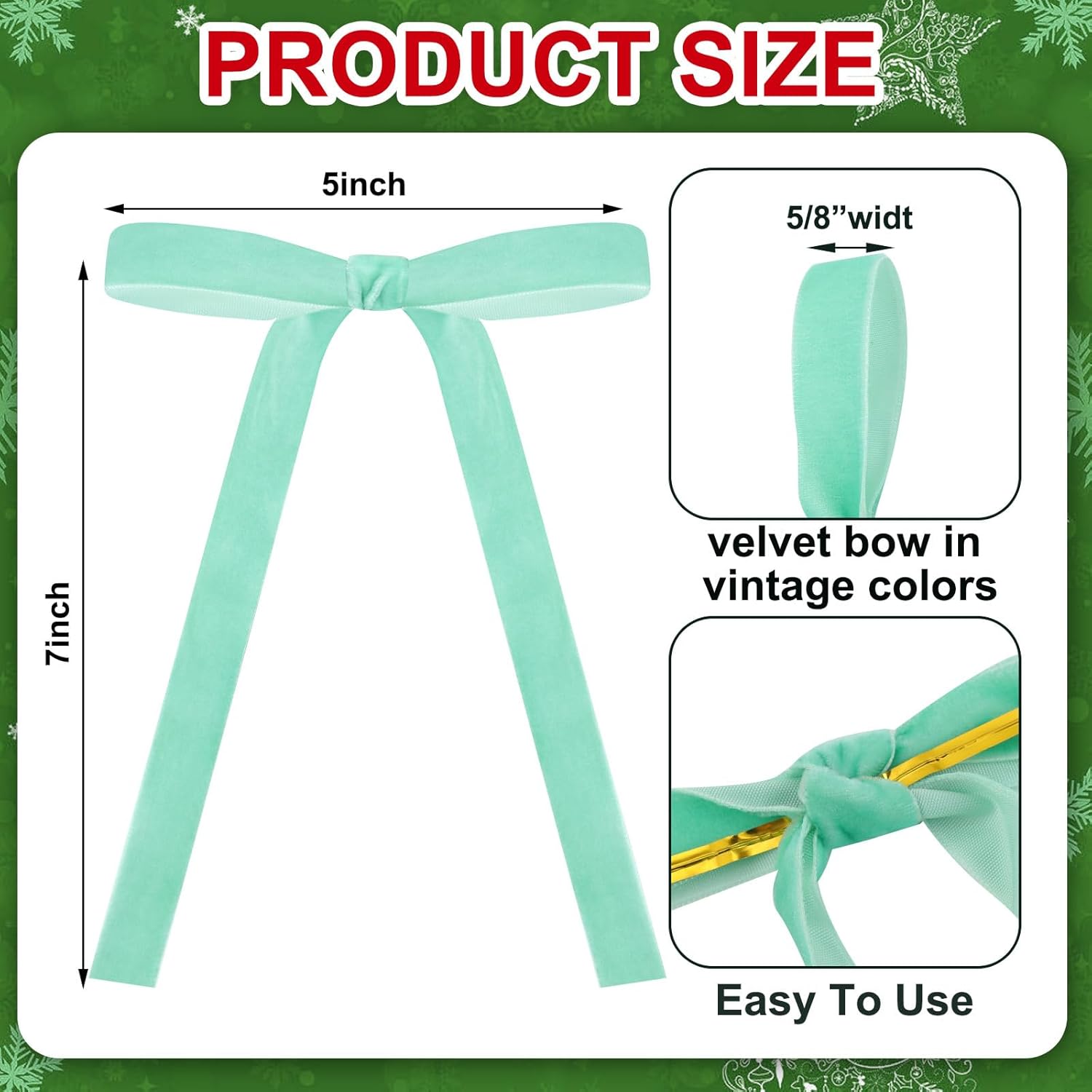 Skiennix 24 Pcs Velvet Bows - Vintage Ribbon Bows for Christmas Tree & Crafts | Dark Green, Beige, Sage Green (5 x 7 Inch)