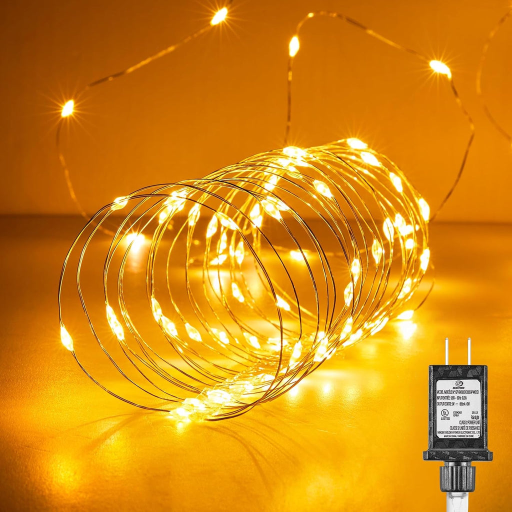 Skiennix Fairy Lights - 99 Feet 300 LEDs Warm White String Lights | Waterproof Silver Wire for Indoor/Outdoor Decor