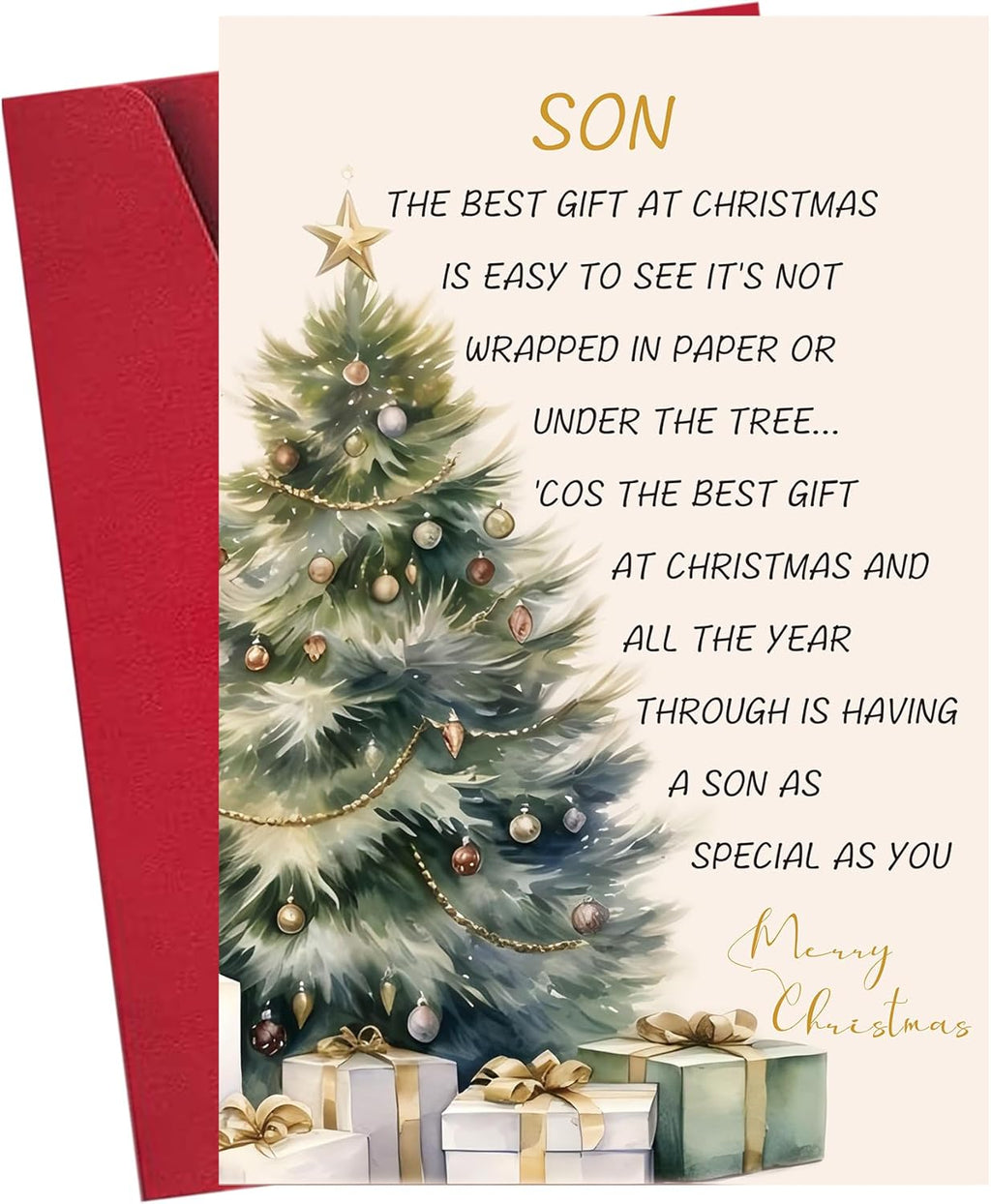 Regine Switzerland Merry Christmas Cards for Son - Heartwarming Holiday Greeting with Envelope