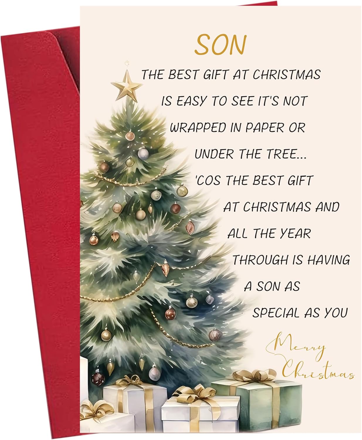 Regine Switzerland Merry Christmas Cards for Son - Heartwarming Holiday Greeting with Envelope