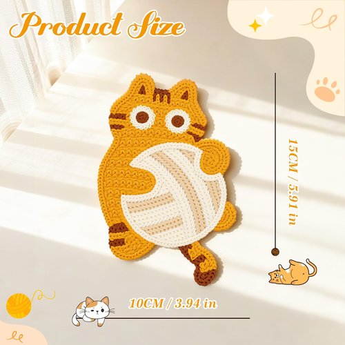 InnoLemon Cute Drink Coasters - 3 PCS Cat Crochet Cup Coaster Set, Funny Coasters for Desk Table, Cat Lover Gifts for Women, Home Restaurant Decor