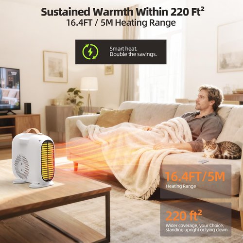 Gyrivav Space Heater, Portable Heaters for Indoor Use with Remote, LED Display, 18H Timer, 3 Modes, Vertical and Horizontal Use, No Temp Display, 1500W Fast Safety Heat for Bedroom, Home, Office