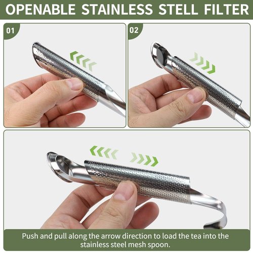 3 Pack Tea Infuser, Tea Strainer with Extra Fine Mesh for Loose Tea Leaf, Long Handle Stainless Steel Tea Strainer for Leaf Tea, Coffee, Spices, Seasonings
