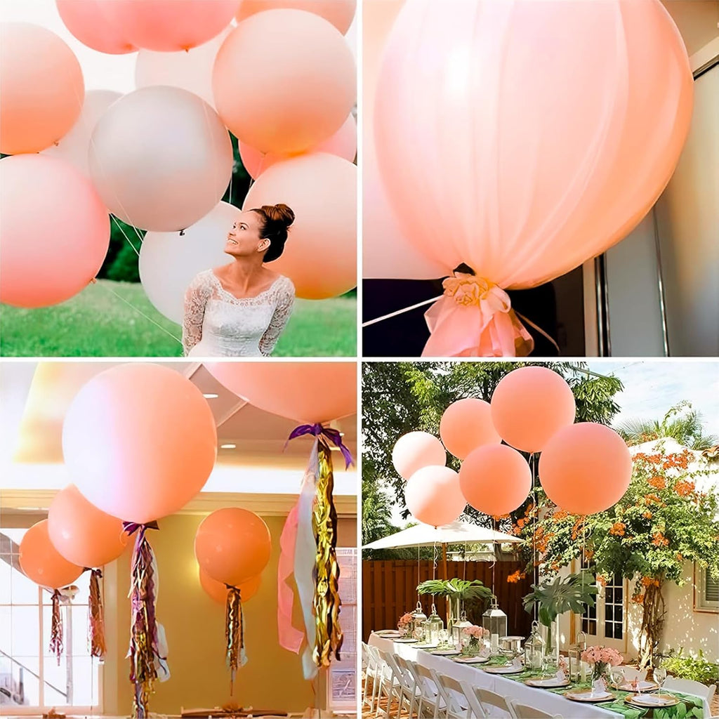 PartyWoo Extra Large Pastel Orange Balloons - 36 Inch Jumbo Latex for Baby Showers & Birthdays