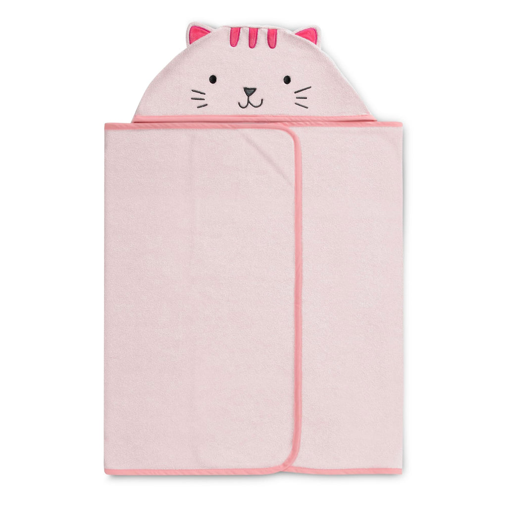 Delta Children Kids Hooded Bath Towel with Pockets - Super Soft and Absorbent- Great Gift for Boys and Girls, Pink Cat