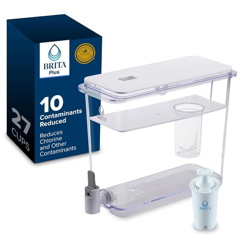Brita UltraMax Water Dispenser - 27 Cup Capacity with 1 BritaPlus Filter - White Finish