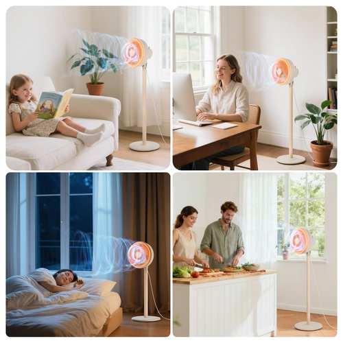 BEESTAR Stand Fan for Bedroom,Oscillating Pedestal Fan with 3-Speed, Adjustable Height,Standing Floor Fan for Living Room, Bedroom, Kitchen, and Home Office