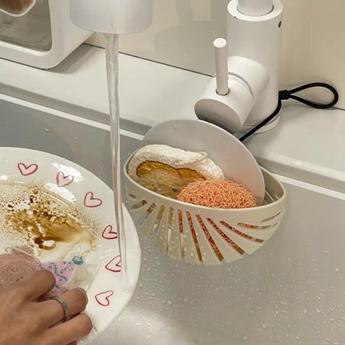 Dancepanda Sponge Holder for Kitchen Sink Suction,Kitchen Sink Organizer Caddy Holder,Dish Sponge Holder