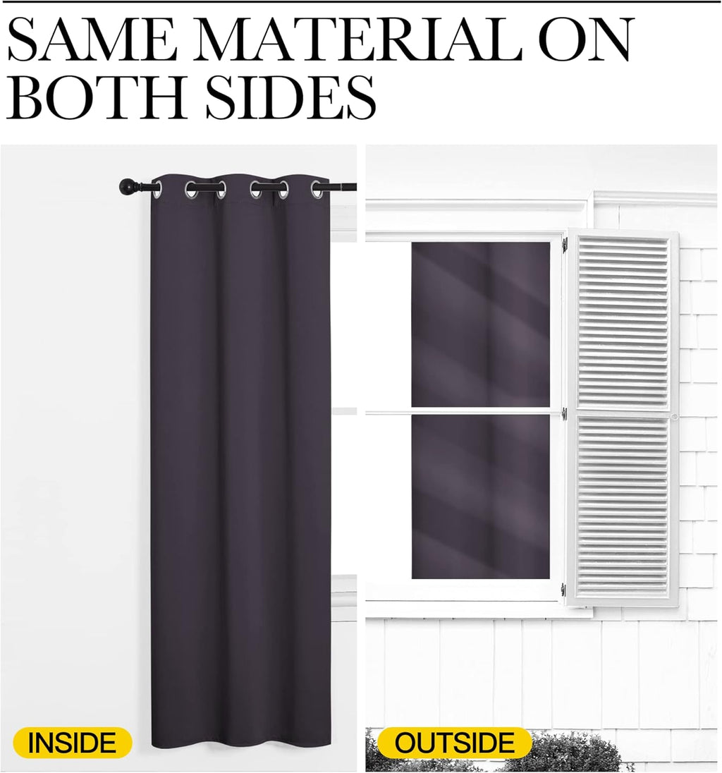 NICETOWN Blackout Curtains - Thermal Insulated Solid Ring Top Drapes for Small Windows | Greyish Purple, Set of 2, 42 x 63 Inch