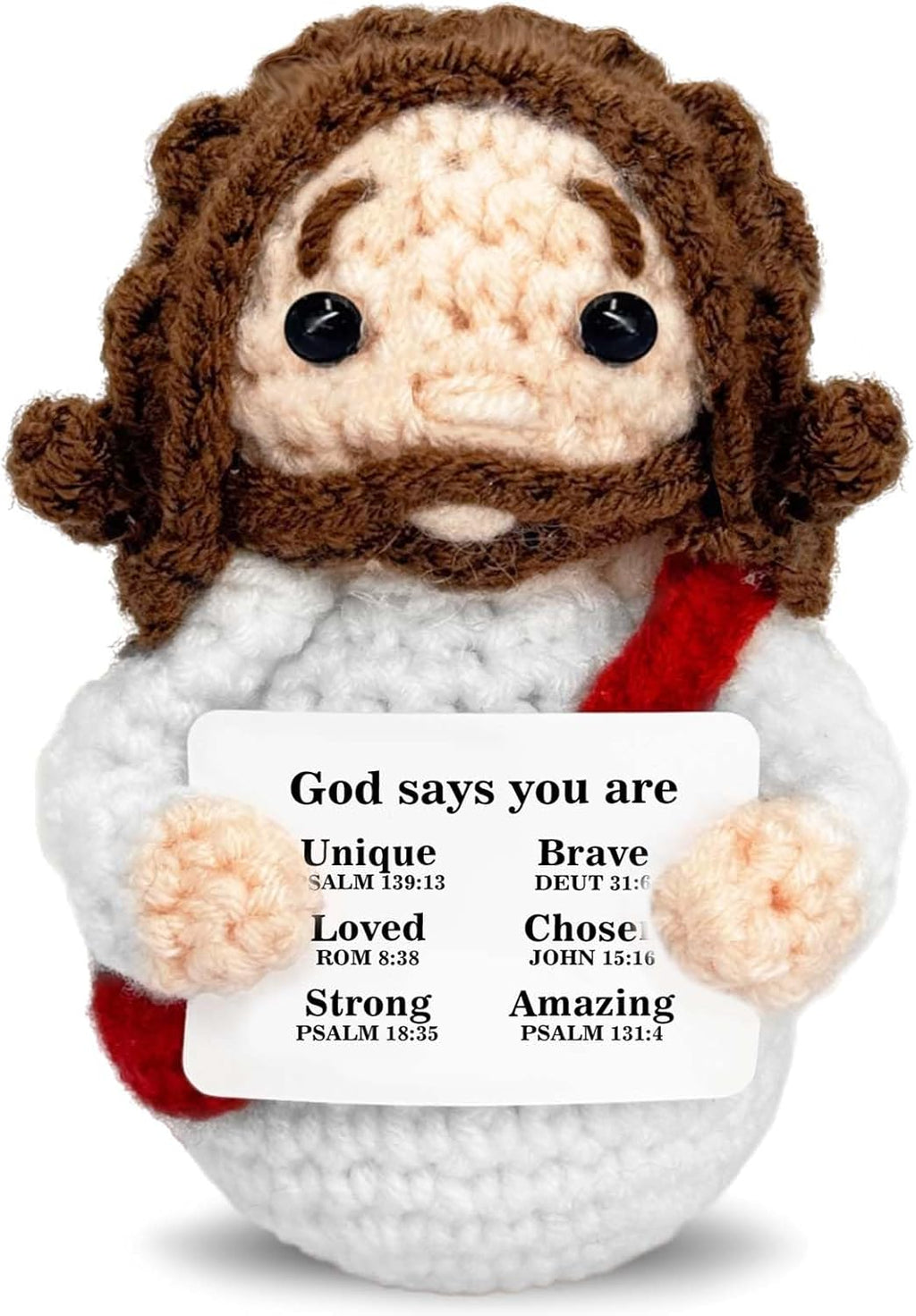 Mini Jesus Plush | Cute Christian Gift for Women & Kids | Red Crochet Stuffed Decoration