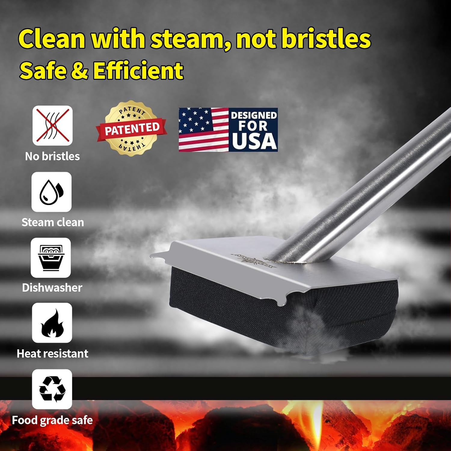 XUDAKAIXIN Grill Brush - Bristle-Free Steam Cleaner for Outdoor BBQ | Ultra Safe & Efficient Cleaning Tool