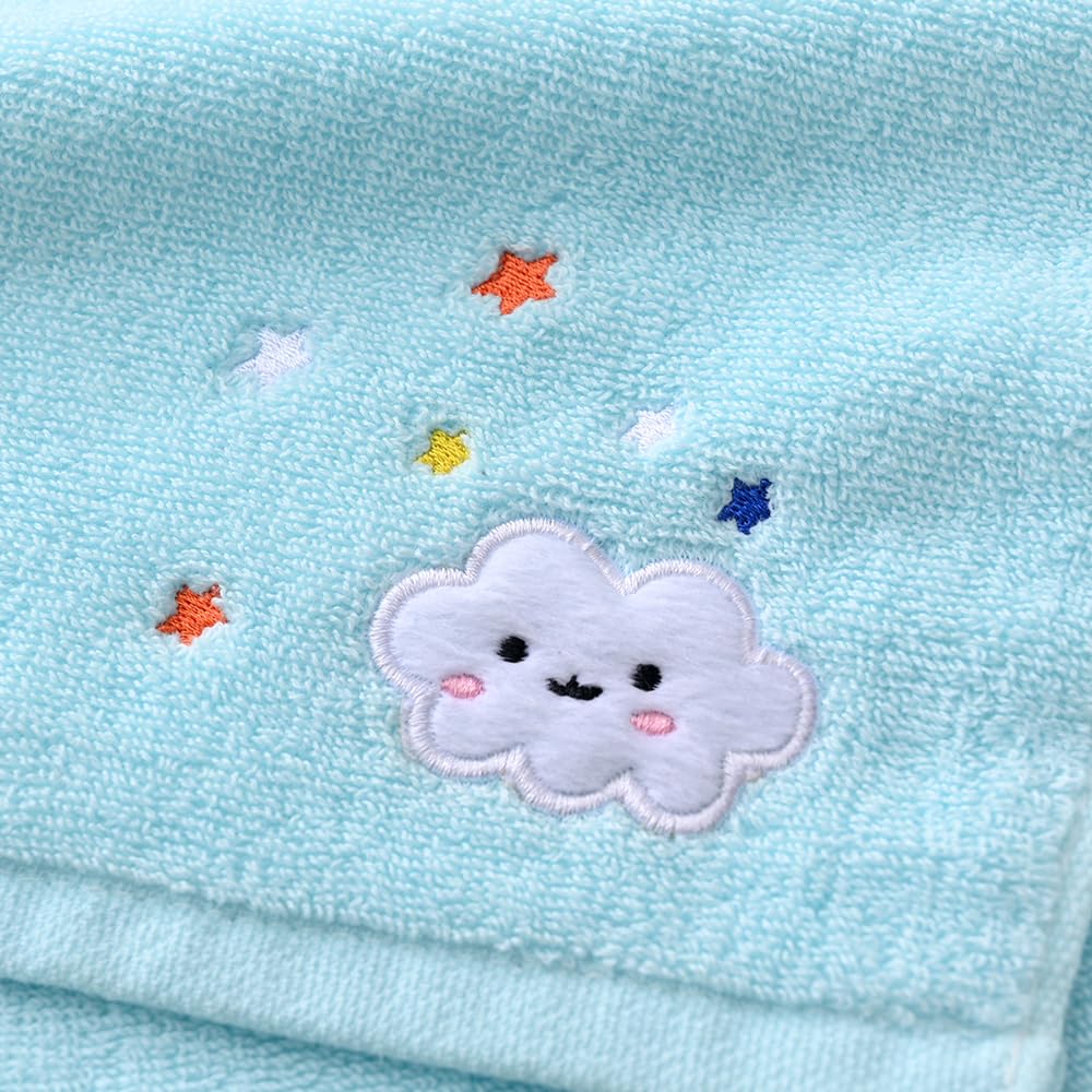 sense gnosis 100% Cotton Cloud Kids Facial Towels, Fingertip Towels for Bathroom Towel Set Star Embroidered Children Towels & Baby Washcloths, 10 x 20 inches(4 Pack in 4 Color)