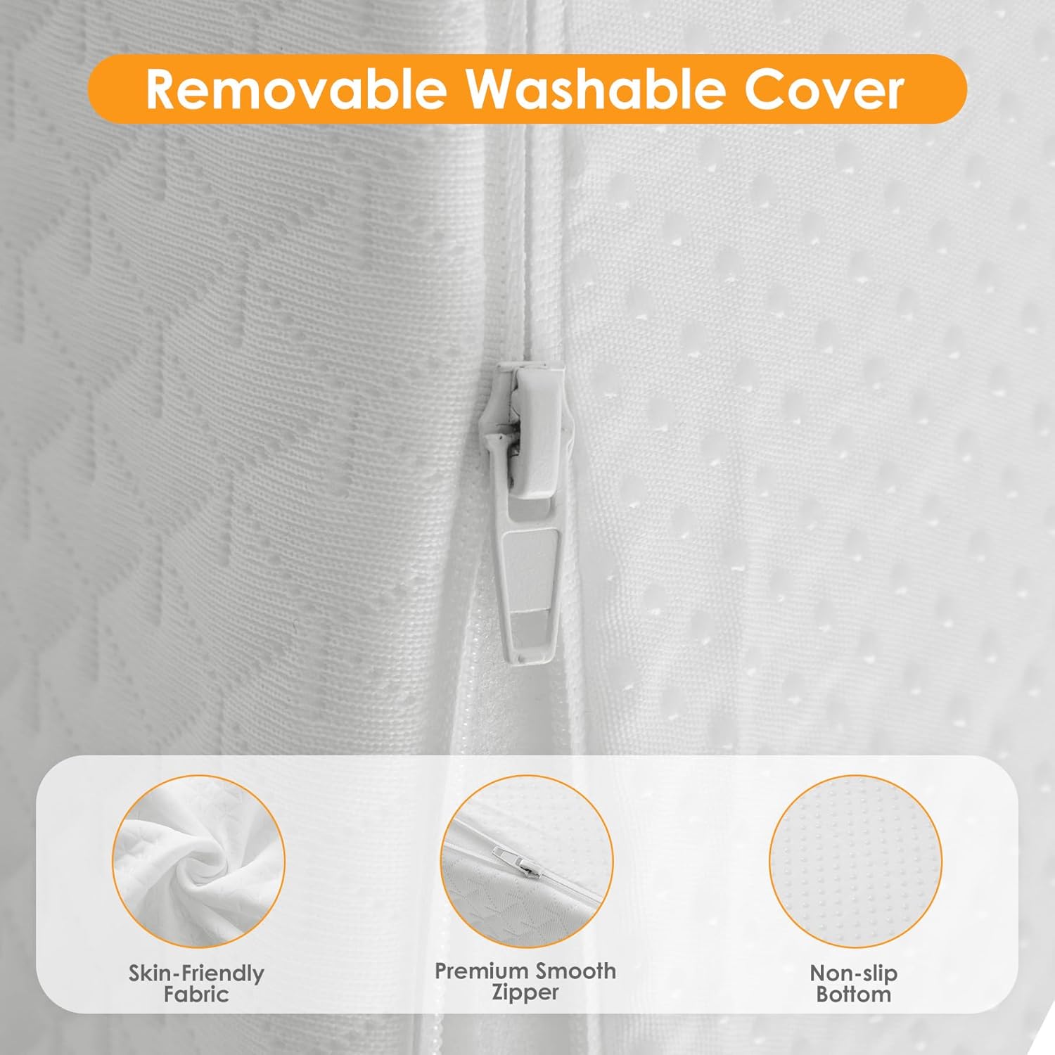 Ruqmuis Wedge Pillow - Acid Reflux Relief & Back Pain Support | 10" Triangle Pillow with Cover, White