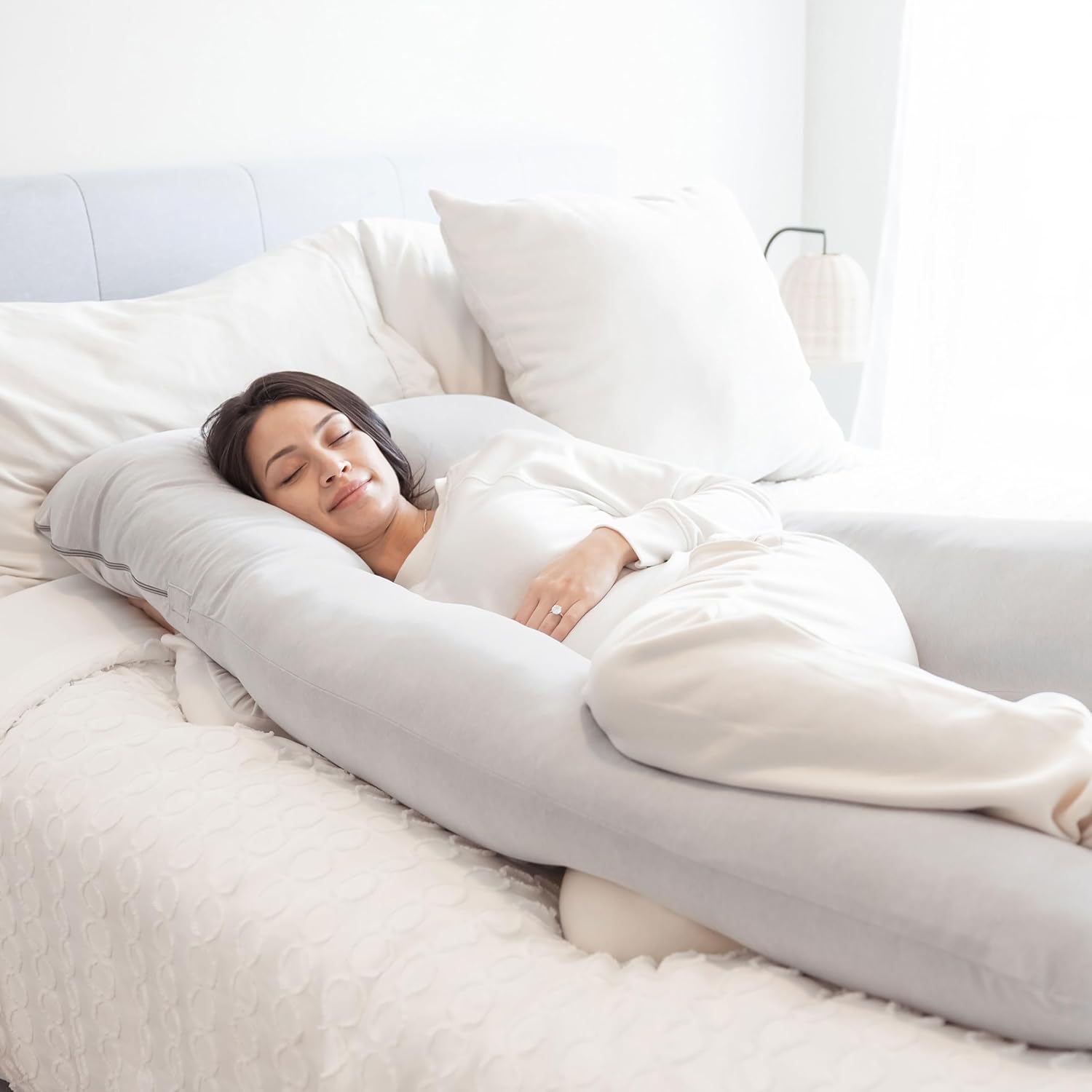 Regalo Premium U-Shaped Pregnancy Pillow - Ultra Soft Full Body Support for Sleeping & Feeding | Grey
