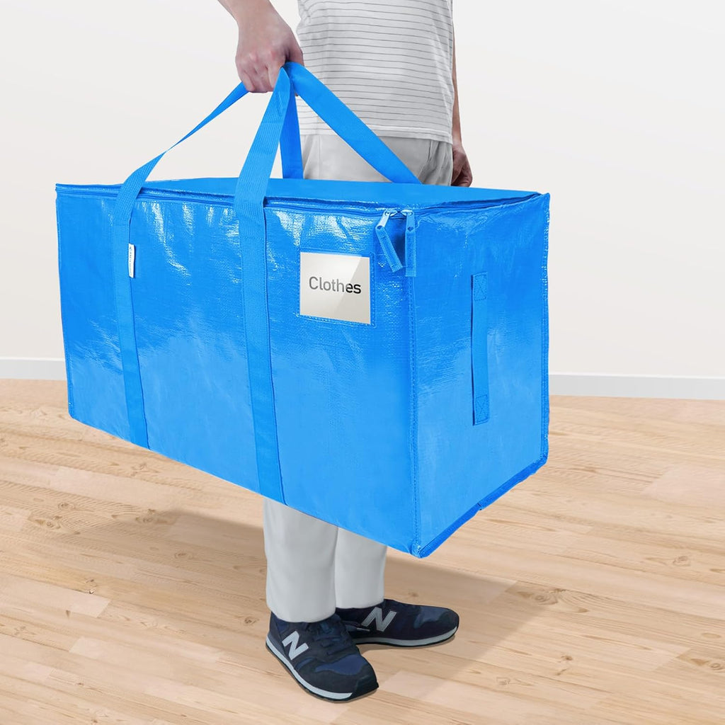 TICONN Extra Large Moving Bags - Heavy Duty Storage with Zippers & Handles | 6 Pack, Sky Blue