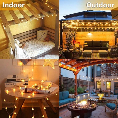 WFGGEH Globe String Lights, 10ft 20 LED USB Powered Globe Crystal Ball Fairy String Lights Warm White for Birthday Party Wedding Christmas Home Decoration