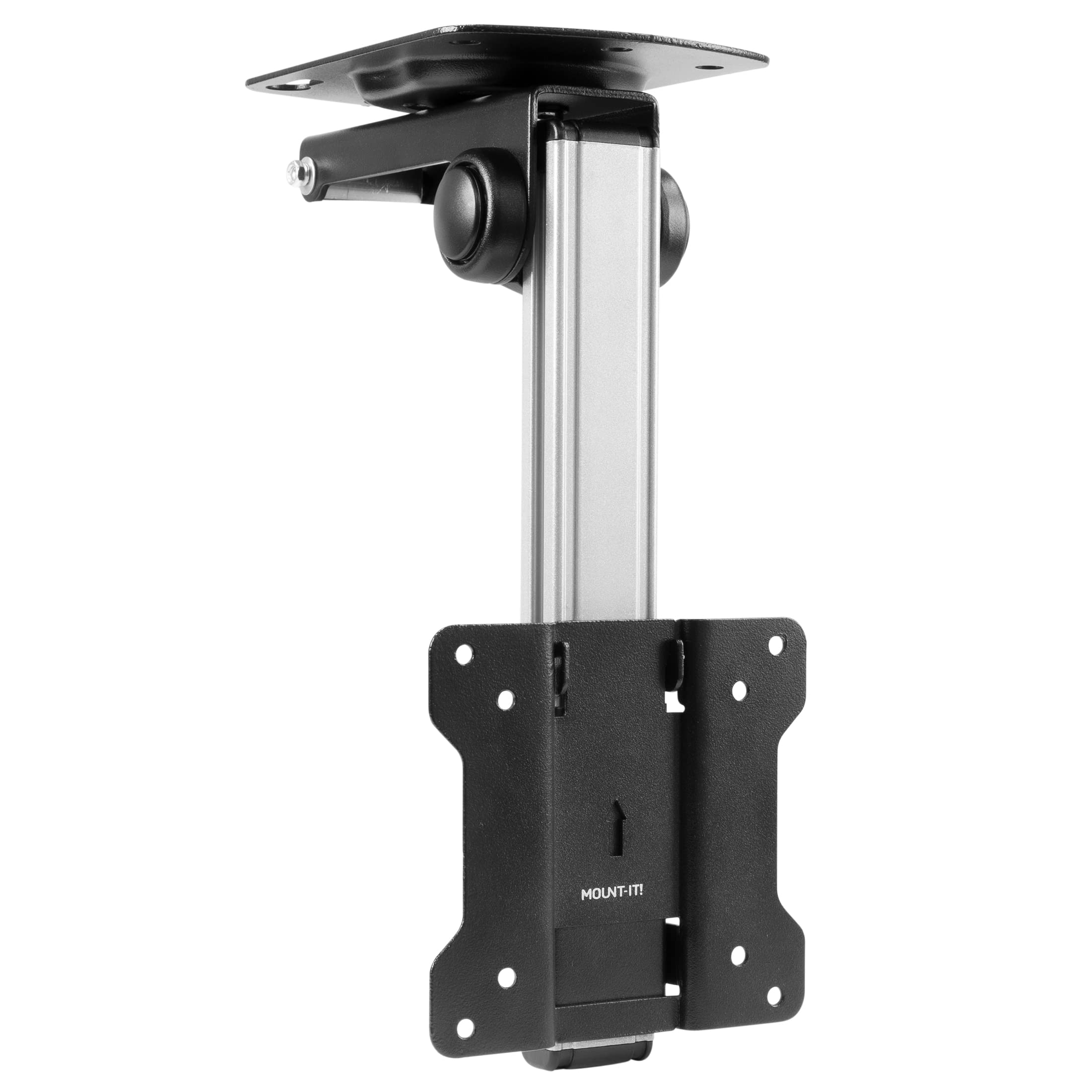 Mount-It! Folding Ceiling TV Mount | Flip Down and Under Cabinet TV Bracket for Compact Screens 13-27 Inch | Space-Saving Tilt and Swivel Design | Adjustable Height | VESA 75x75, 100x100 | Max 44 lbs
