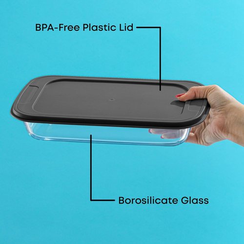 JoyJolt 8-Piece Borosilicate Glass Baking Dish Set - Deep Rectangle Oven Dishes with Black Lids | Versatile Bakeware for Lasagna, Casserole, and Cake