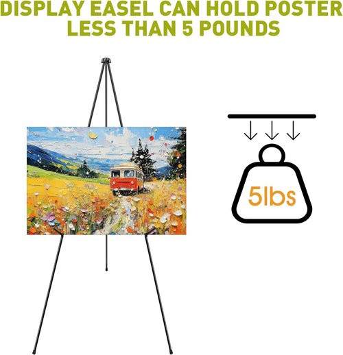 AROIC 63" Portable Metal Easel Stand - Adjustable Floor Easels for Signs & Art | 3 Pack with Storage Bags
