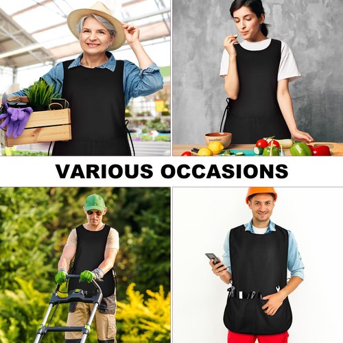 TFTAFAN Cobbler Apron Unisex Waterproof Apron with 2 Deep Pockets Art Smock for Painting Cleaning Artiest Apron work kitchen (12, Black)