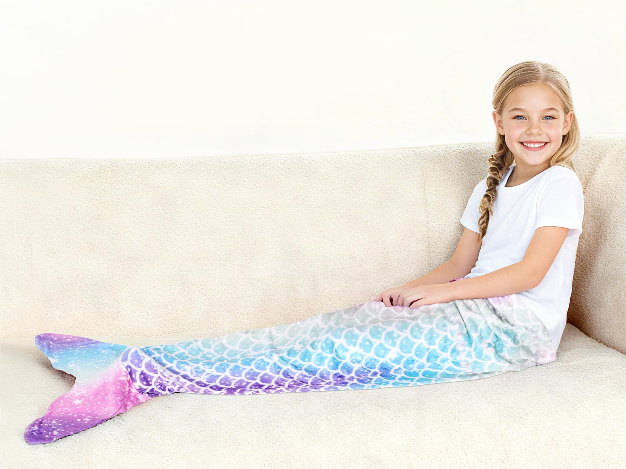 Rediar Mermaid Tail Blanket for Girls Soft Flannel Sleeping Snuggle Kids Wearable Blanket Toddler Teen Birthday Christmas Gift 3-4 4-6 7-8 10-12
