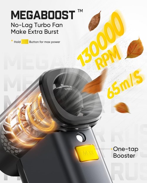 Fanttik B10 Pro Max Electric Air Duster - 130,000 RPM Brushless Motor, 6 Adjustable Gears, Rechargeable Battery