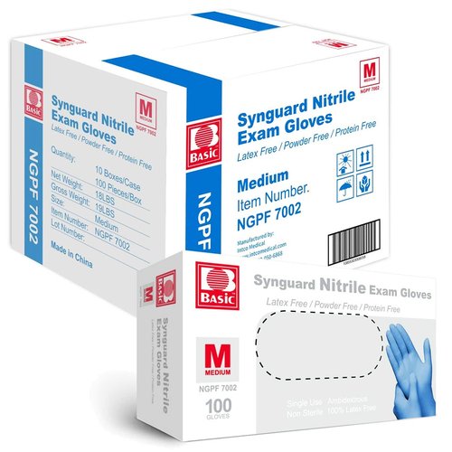 INTCO Basic Nitrile Exam Gloves, Medical Gloves Disposable Latex Free Powder-Free For Exam, Food Prep Cleaning, Small Case of 1000, NGPF7001