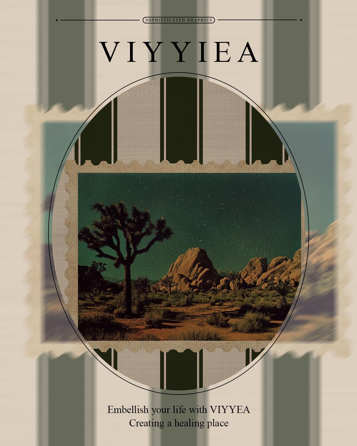 VIYYIEA Gold Framed Wall Art - Vintage Western Scenic Stamps Canvas Print for Home Decor | 16L x 13W