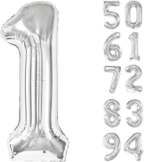 1st Birthday Balloon - 40 Inch Silver Number 1 Balloon for Kids | Perfect for Boy or Girl Celebrations