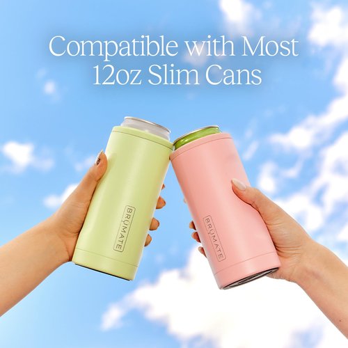 BrüMate Hopsulator Slim Can Cooler Insulated for 12oz Slim Cans | Skinny Can Insulated Stainless Steel Drink Holder for Hard Seltzer, Beer, Soda, and Energy Drinks (Matte Black)