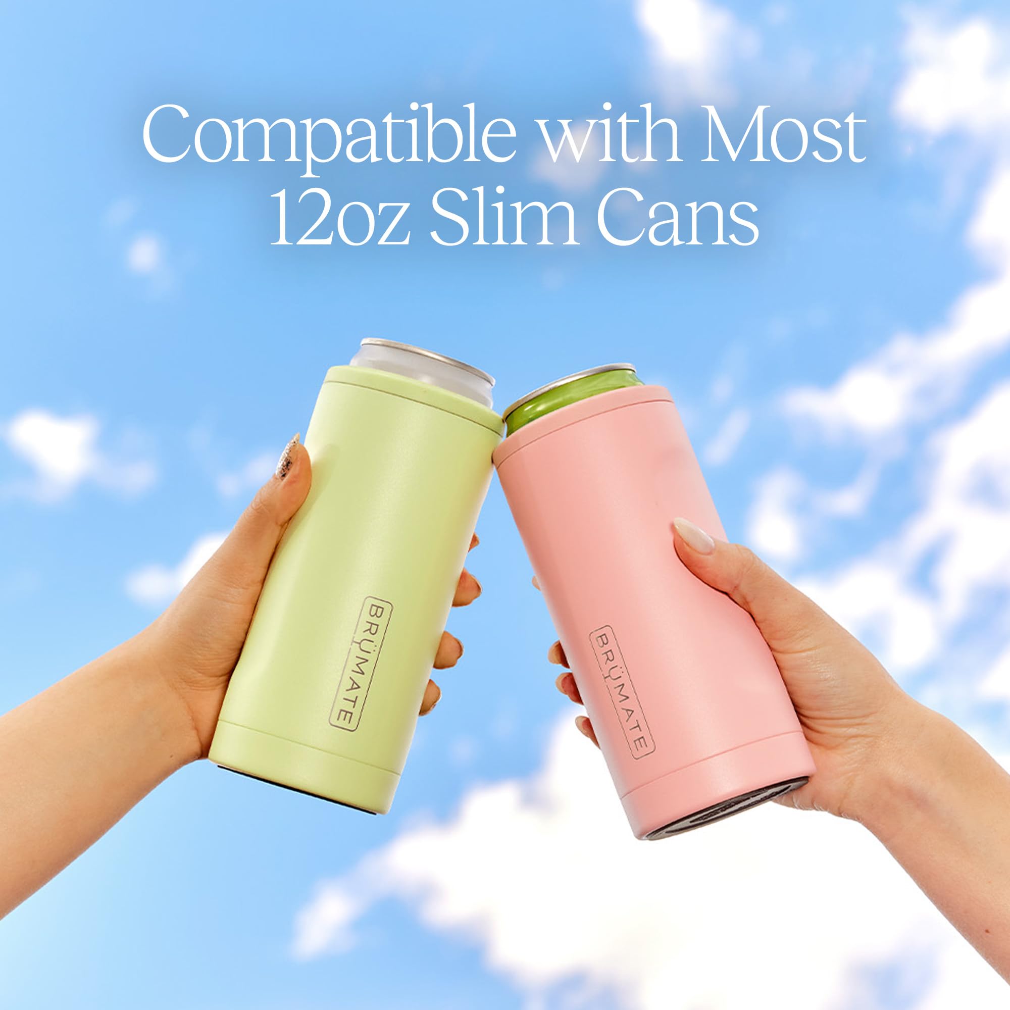 BrüMate Hopsulator Slim Can Cooler Insulated for 12oz Slim Cans | Skinny Can Insulated Stainless Steel Drink Holder for Hard Seltzer, Beer, Soda, and Energy Drinks (Matte Gray)